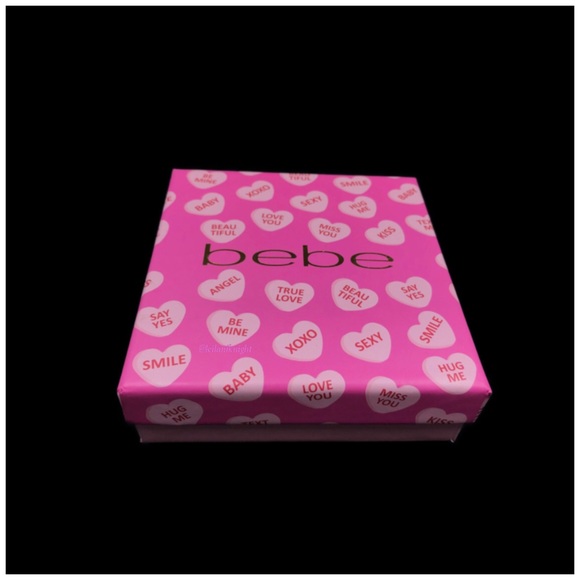 bebe Pink Rhinestone Studded Hoop Earrings - Picture 9 of 10